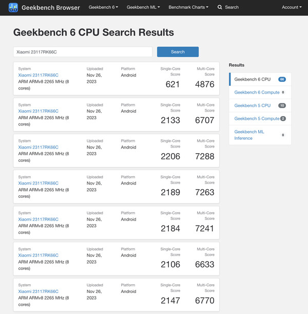 (Fuente de la imagen: Geekbench)