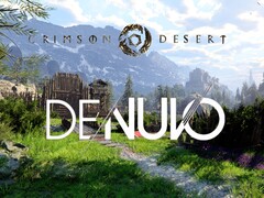 Se muestra la pancarta de Crimson Desert con el logotipo de Denuvo