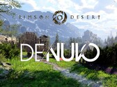 Se muestra la pancarta de Crimson Desert con el logotipo de Denuvo