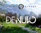 Se muestra la pancarta de Crimson Desert con el logotipo de Denuvo