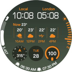 Panel informativo con doble reloj
