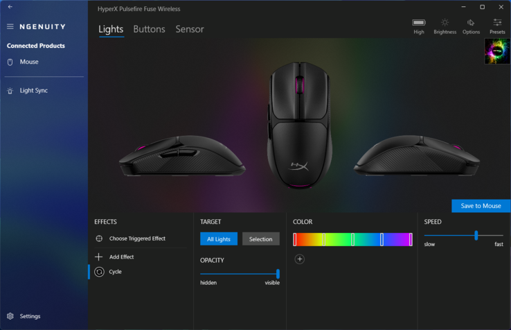 Aplicación HyperX Ngenuity: Efectos RGB