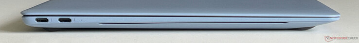 Izquierda: 2x USB-C 4.0 con Thunderbolt 4 (40 Gbit/s, DisplayPort, Power Delivery)