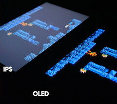 Un primer plano de la Switch Lite con pantallas IPS y OLED. (Fuente de la imagen: @TakiUdon_)