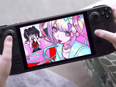 El paquete Vibrant Visual Novels caducará el 05 de febrero. En la imagen: Steam Deck con una captura de pantalla de Needy Streamer Overload en su pantalla. (Fuente de la imagen: Valve)