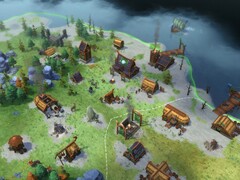 Una imagen en la que se ve un pueblo de «Northgard: Definitive Edition».