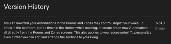 Las notas de la versión 5.61 de la aplicación Philips Hue