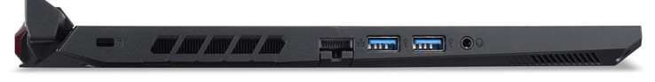 Lado izquierdo: Ranura de bloqueo de cables, Gigabit Ethernet, 2 USB 3.2 Gen 1 (Tipo-A), audio combinado