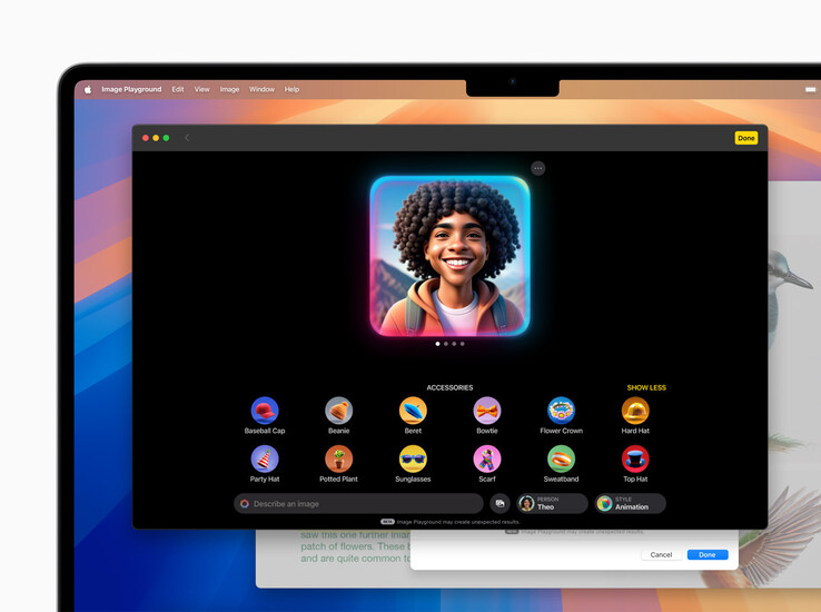 Apple afirma que Image Playground permite a la gente crear "imágenes divertidas y únicas" a partir de una serie de conceptos. (Fuente de la imagen: Apple)