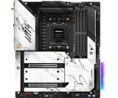 El contraste de la calcomanía de mármol blanco y negro de la X670E Taichi Carrara hace que sea una buena opción para aquellos que buscan crear una construcción blanca (Fuente de la imagen: ASRock)