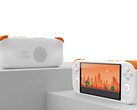 Dispositivo portátil Mangmi AIR X en blanco y naranja con pantalla y altavoz trasero. (Fuente de la imagen: Mangmi)