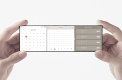 El concepto de &quot;teléfono deslizante&quot; de Oppo x Nendo combina tres pantallas plegables. (Imagen: Oppo)
