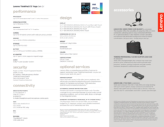 Lenovo ThinkPad X13 Yoga Gen 2 - Especificaciones. (Fuente: Lenovo)