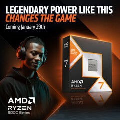Un póster promocional del AMD Ryzen 7 9850X3D (fuente de la imagen: AMD)