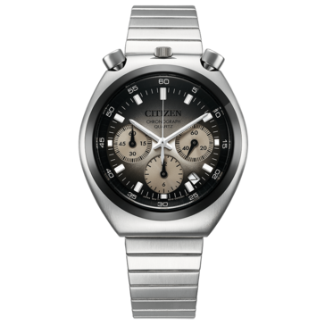 Vista frontal del Citizen Tsuno Chronograph AN3714-50H, con una esfera de degradado gris.