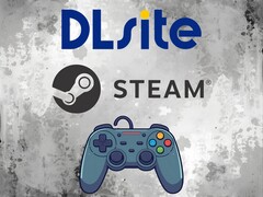 Logotipos de DLsite y Steam sobre el mando (Fuente de la imagen: DLsite, Steam con ediciones)
