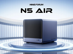 El precio de salida del N5 Air es de 499 dólares. En la imagen: una imagen promocional del NAS que muestra la parte frontal y uno de los laterales. (Fuente de la imagen: Minisforum)