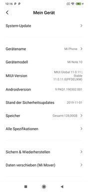 Software Xiaomi Mi Note 10