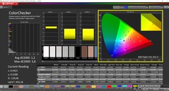 CalMAN ColorChecker (perfil: P3, espacio de color de destino: P3)