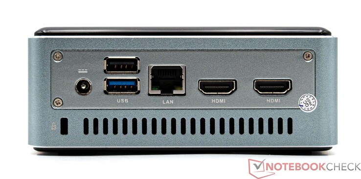 Trasera, puerto de red (19 V; 4,74 A), 1x USB 3.2, 1x USB 2.0, LAN 2.5G, 2x HDMI 2.0