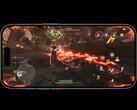 Jugabilidad en el iPhone 17 Pro Max equipado con el chip A19 Pro, que muestra combates de alta intensidad con gráficos detallados y controles en pantalla. (Fuente de la imagen: Apple)