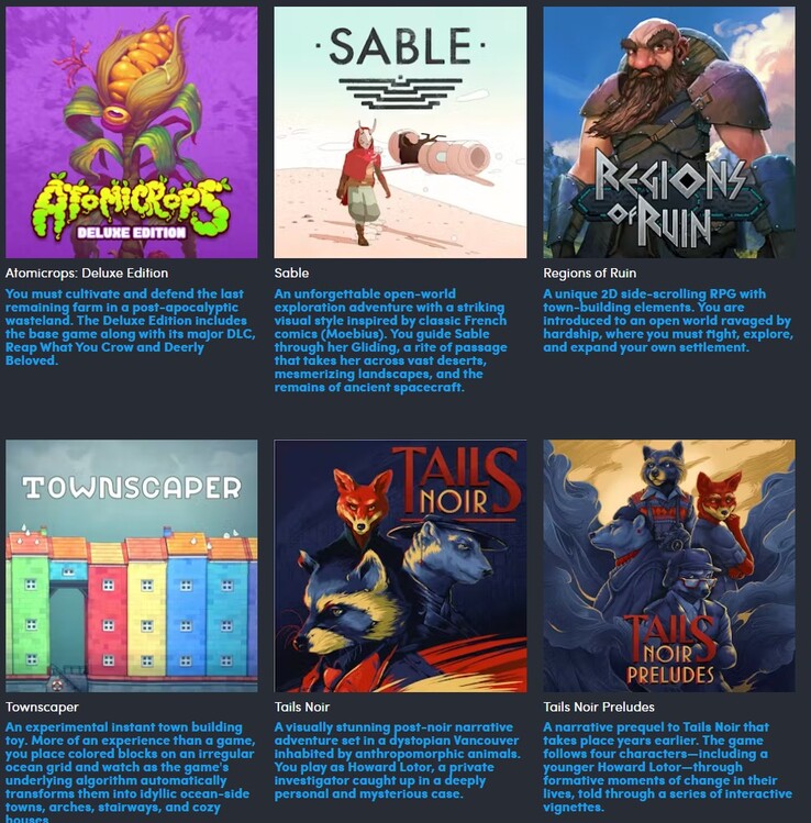 Los seis juegos adicionales del nivel de 7 $ (Fuente de la imagen: Humble Bundle)