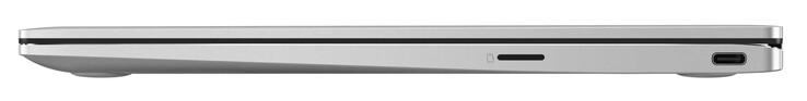 Lado derecho: lector de tarjetas de memoria (microSD), USB 3.2 Gen 1 (Tipo-C; DisplayPort, entrega de energía)
