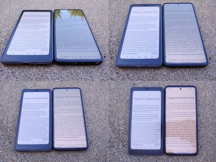 Kaleido vs OLED (~550 nits). Sombra a la luz del sol de la tarde.