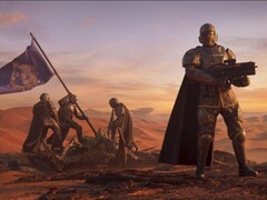 Un soldado de pie con un arma en Helldivers 2. (Fuente de la imagen: Arrowhead)