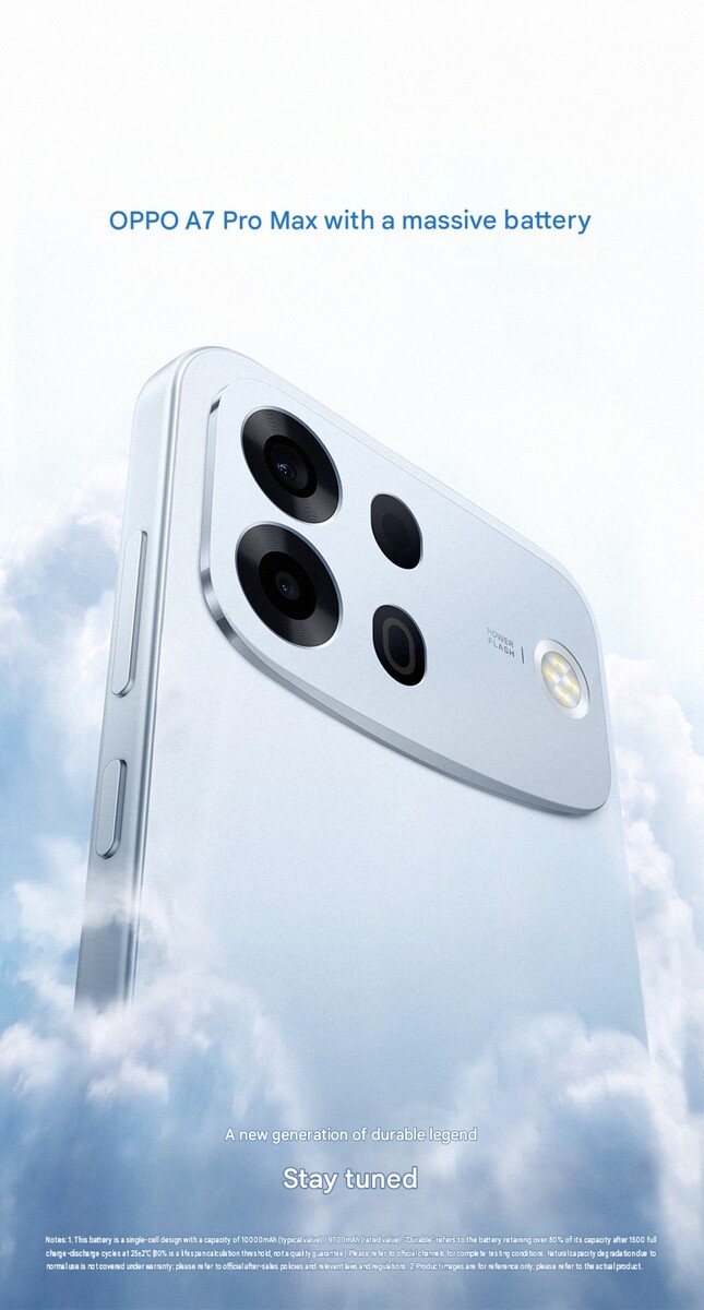 El Oppo A7 Pro Max saldrá pronto al mercado con una batería de 10 000 mAh