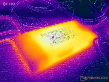 El adaptador de CA alcanza más de 42 C cuando está bajo carga