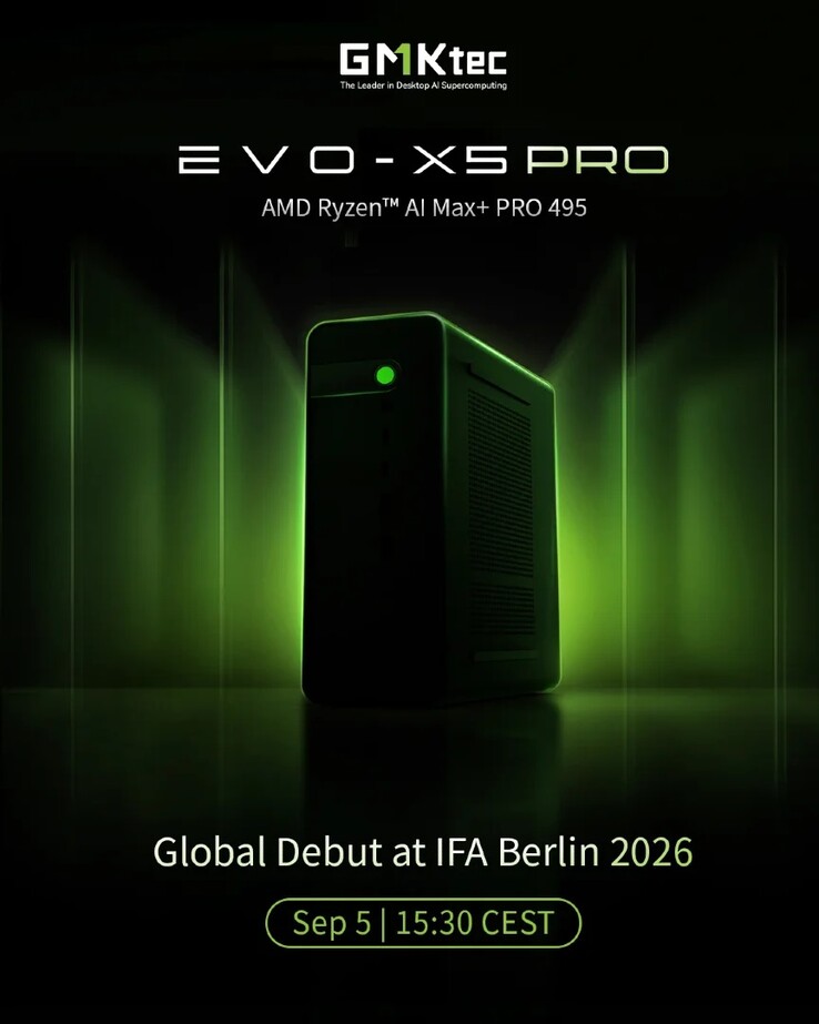 GMKtec ha revelado que el miniordenador Evo X5 Pro se presentará en la IFA 2026.