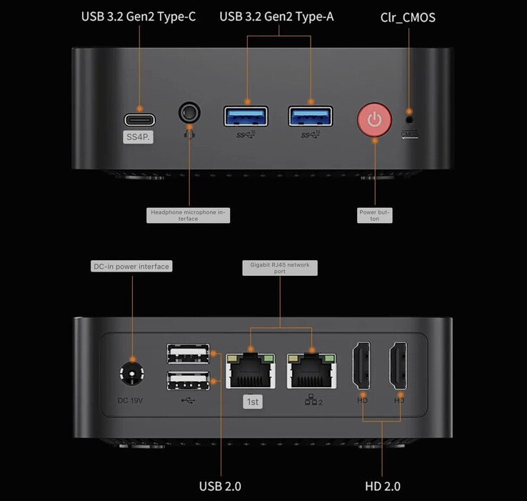 El asequible mini PC Peladn Wi-8 cuenta con una decente serie de puertos. (Fuente de la imagen: ITHome)