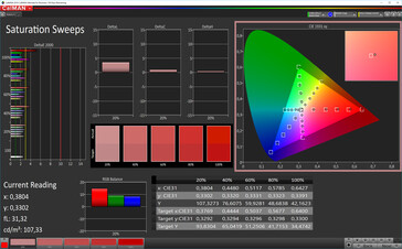 CalMAN: Saturación de color - Perfil natural: espacio de color objetivo sRGB