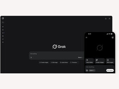 Una imagen promocional de Grok de xAI que muestra la interfaz del chatbot en escritorio y móvil. (Fuente de la imagen: xAI)