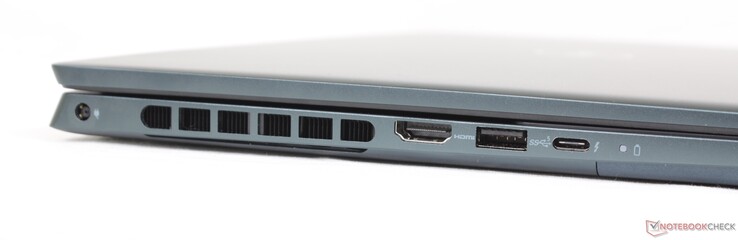 Izquierda: adaptador de CA, HDMI 2.0, USB-A 3.2 Gen. 1, USB-C con Thunderbolt 4 + DisplayPort + Power Delivery