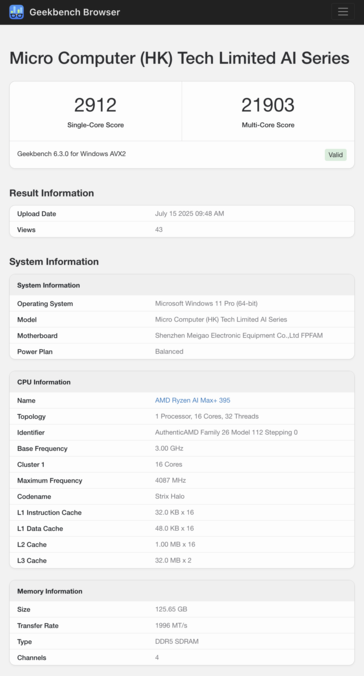 (Fuente de la imagen: Geekbench)