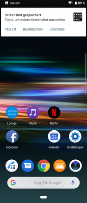 Pantalla de inicio predeterminada y notificación de capturas de pantalla