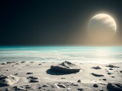 Una imagen que muestra un océano y un planeta en el espacio. (Fuente de la imagen: Kyraxys - Pixabay)