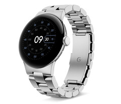 El Pixel Watch 2 con una de las correas metálicas oficiales de Google. (Fuente de la imagen: @evleaks)