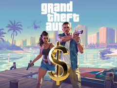 Ilustración de GTA 6 con Jason, Lucia y el símbolo del dólar (Fuente de la imagen: Rockstar Games con ediciones)