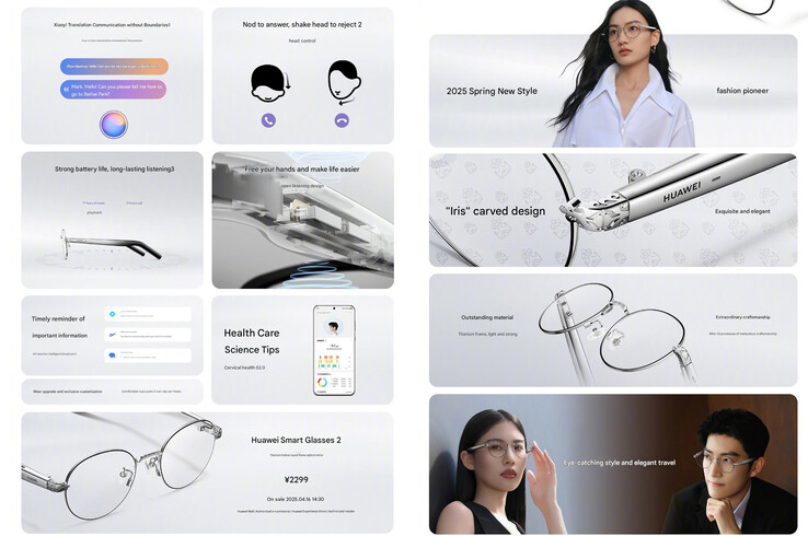 Principales características de las gafas inteligentes (Fuente de la imagen: Huawei - machine translated)