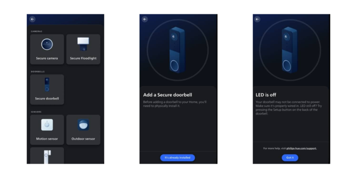 El timbre Philips Hue Secure ha sido visto en la aplicación de la marca. (Fuente de la imagen: app Philips Hue)