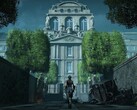 Una imagen que muestra a Aegis delante de un edificio en Steelrising.