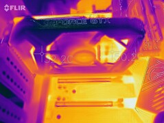 Mapa de calor de la PNY GeForce GTX 1660 XLR8 Gaming OC durante una prueba de esfuerzo (PT 100%)