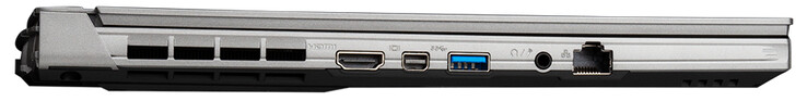 Lado izquierdo: HDMI, Mini DisplayPort, USB 3.2 Gen 1 (Tipo A), audio combo, Gigabit Ethernet