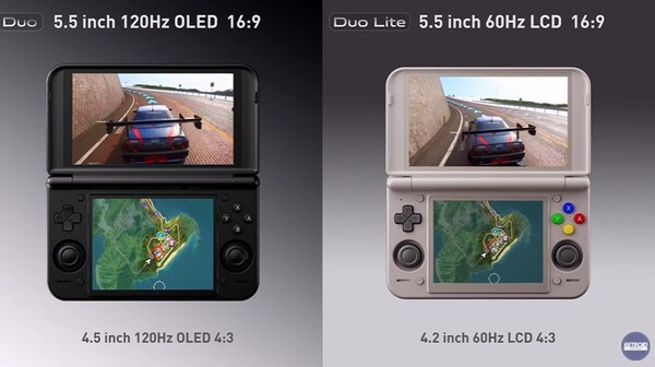 El Retroid Pocket Duo contará con pantallas OLED de 120 Hz, mientras que el Pocket Duo Lite contará con paneles LCD de 60 Hz.