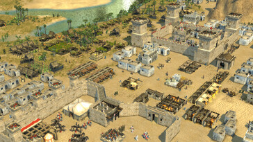 Una imagen en la que se ve una ciudad en Stronghold Crusader 2.
