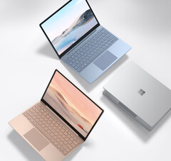 Se espera que el Surface Laptop Go 2 se lance en cuatro colores, incluidos los tres mostrados aquí. (Fuente de la imagen: Microsoft)