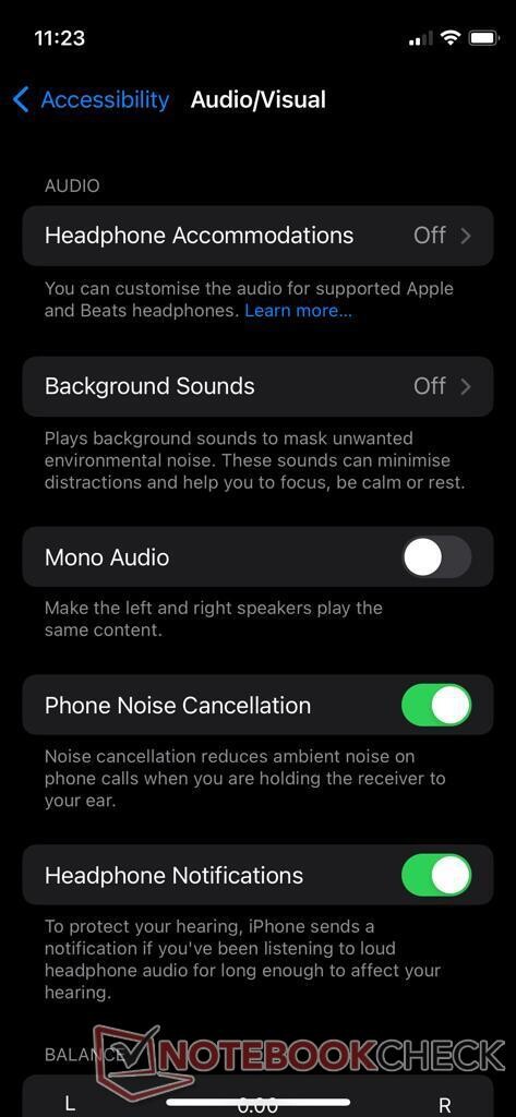 'Cancelación de ruido del teléfono' en un iPhone 12 mini. (Fuente de la imagen: NotebookCheck)